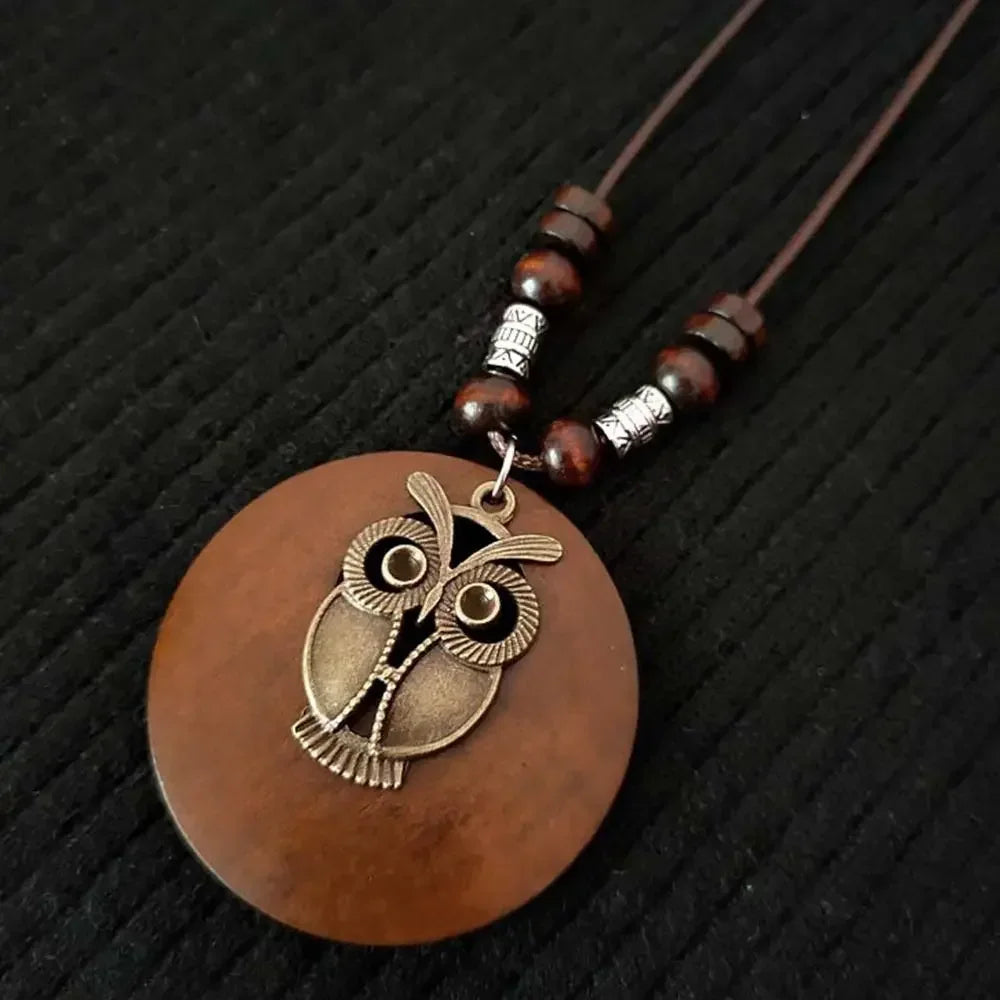 Prudence Carved Owl Pendant Necklace