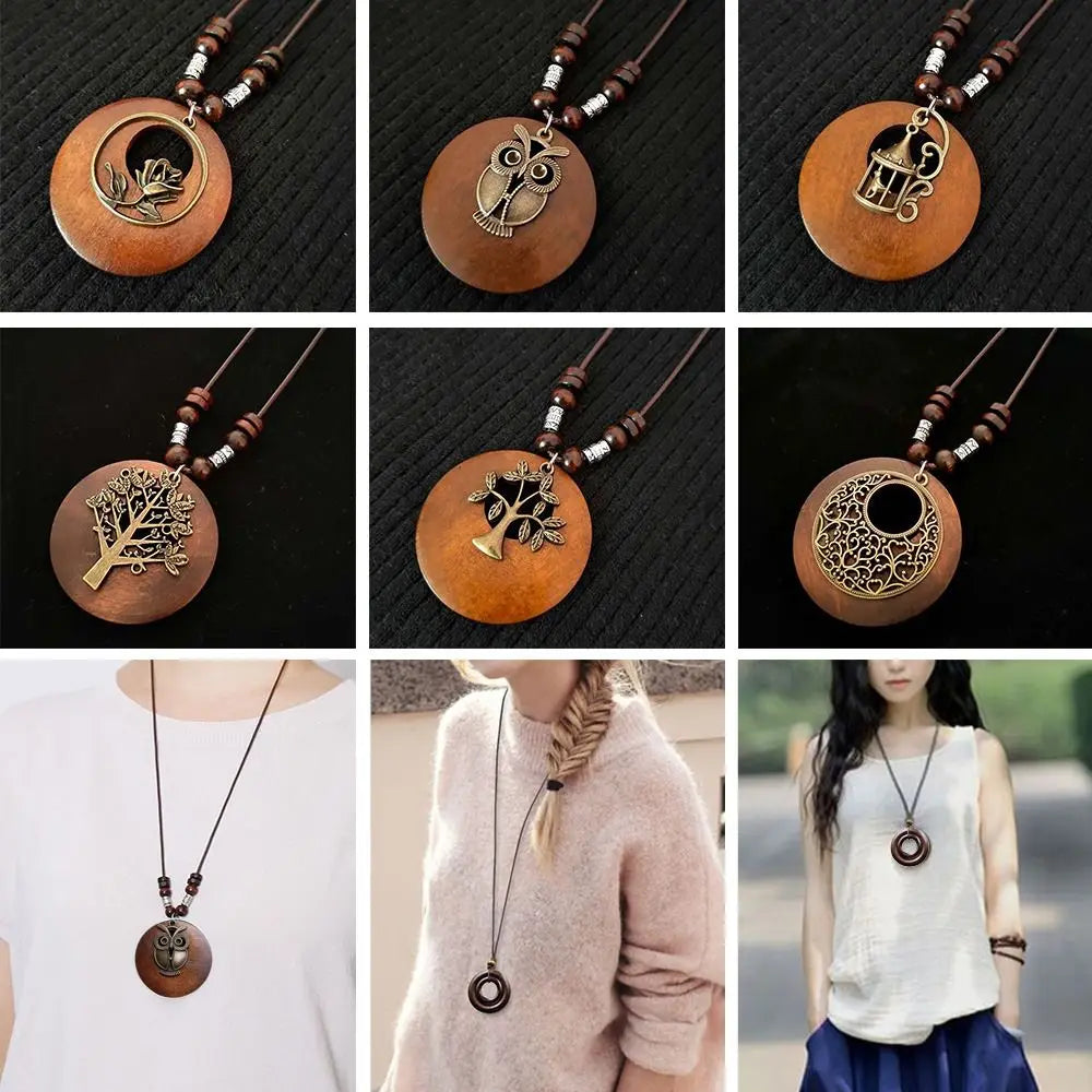 Prudence Carved Owl Pendant Necklace