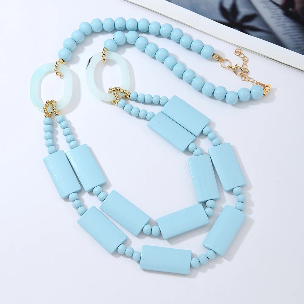 Agnes Wooden Geometric Necklace