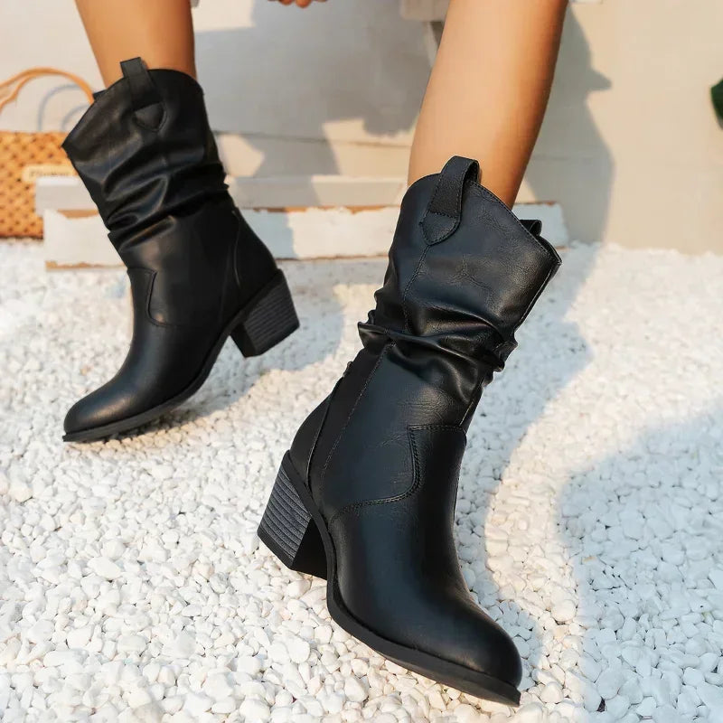 MARISOL | LEATHER LOOK WESTERN BOOTS