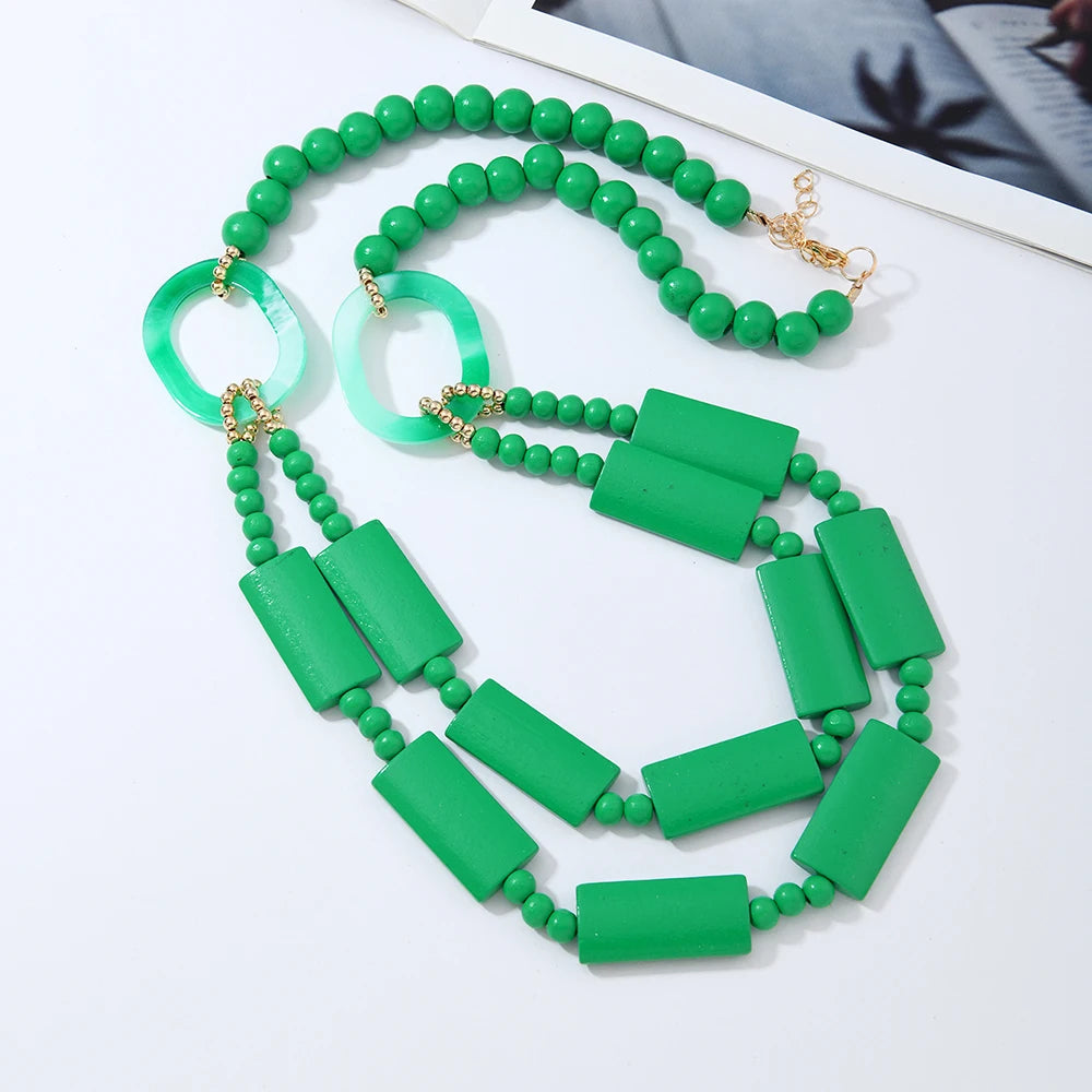 Agnes Wooden Geometric Necklace