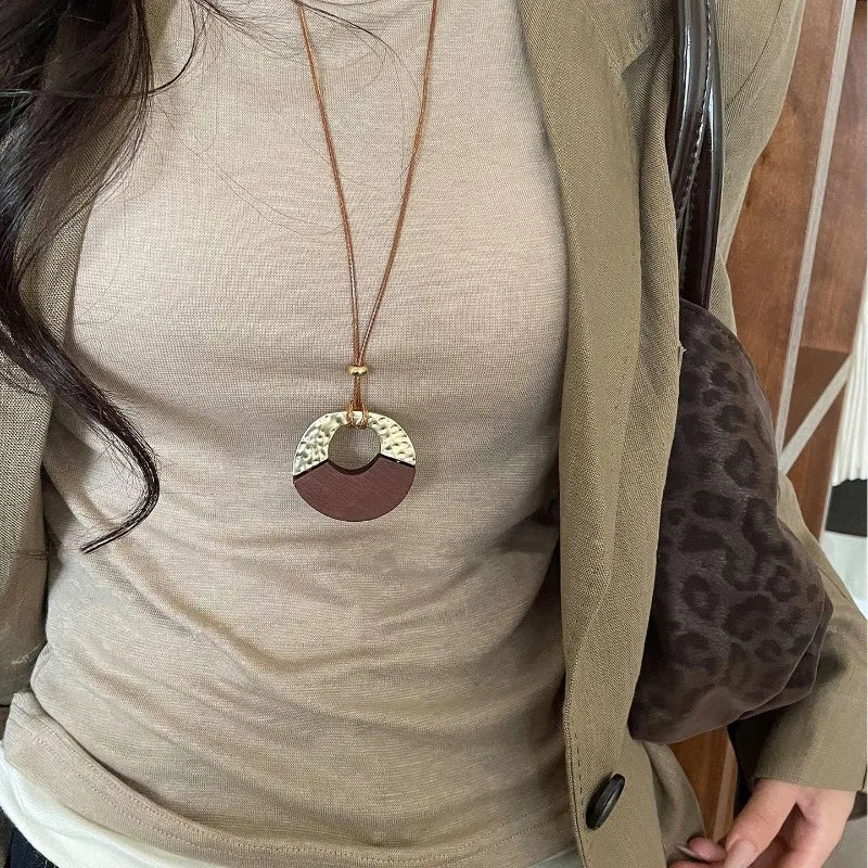 Clara Spliced Wood Ring Necklace