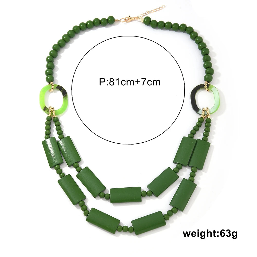Agnes Wooden Geometric Necklace