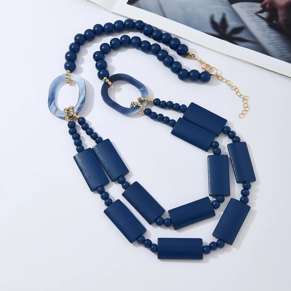 Agnes Wooden Geometric Necklace