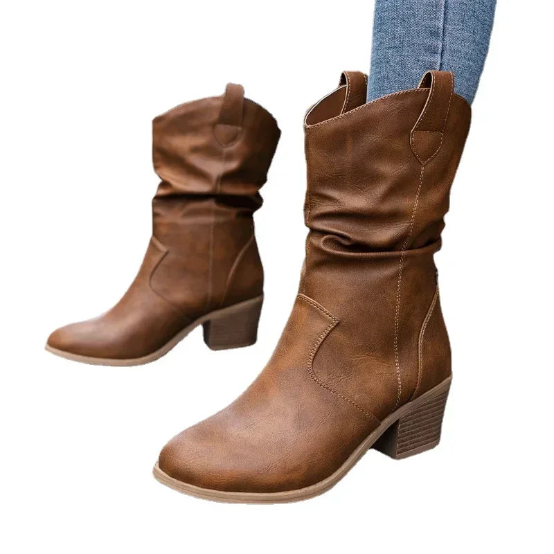 MARISOL | LEATHER LOOK WESTERN BOOTS