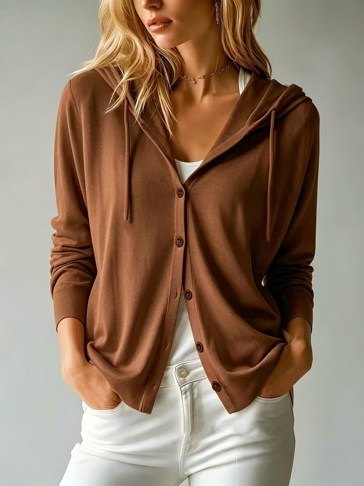 Nora | Cappuccino Hooded Cardigan