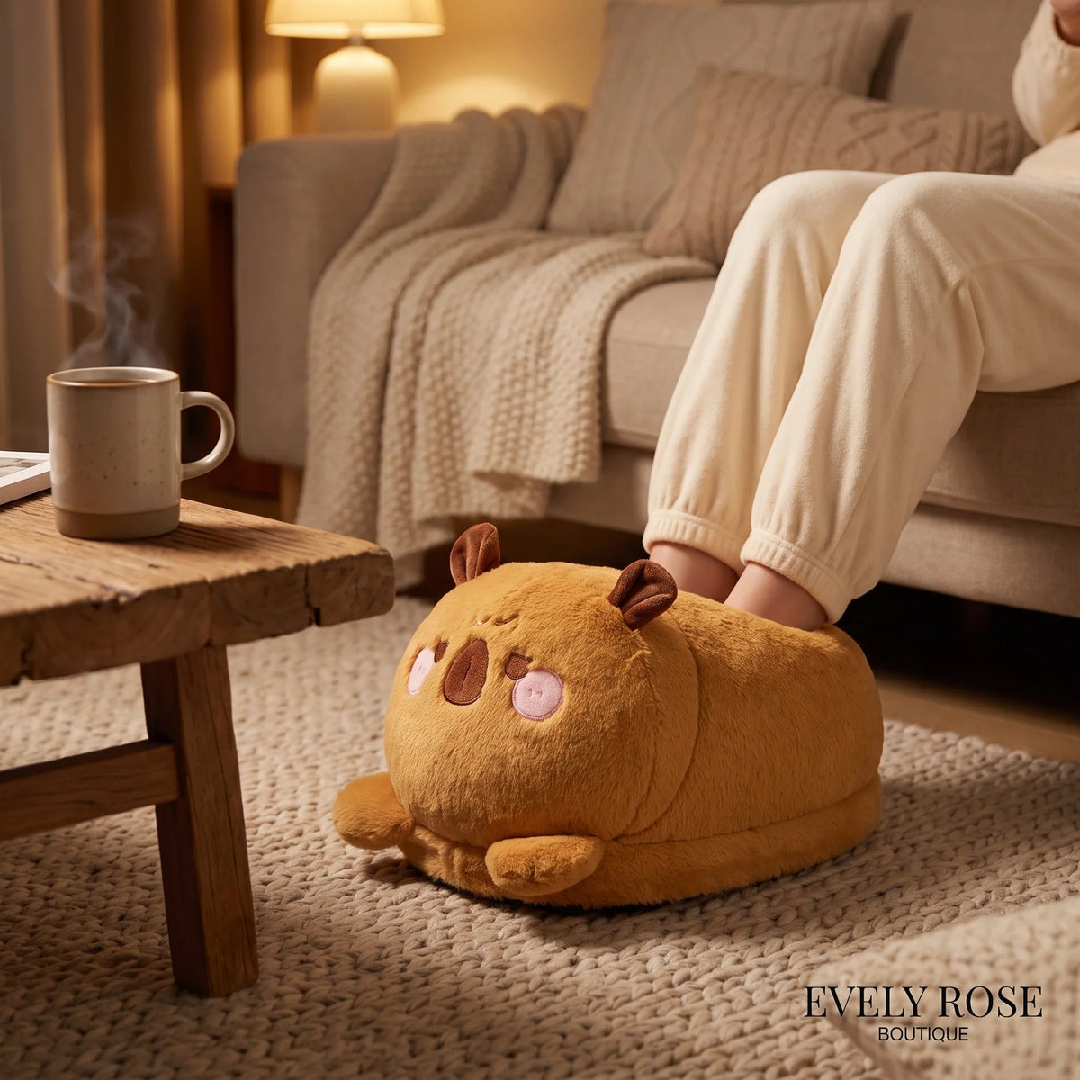 Honey bear electric foot warmer cushion in use