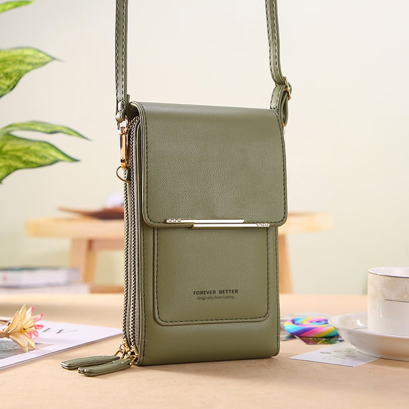 Simple and elegant women's touchscreen crossbody phone wallet