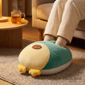 Teal duck electric foot warmer in use