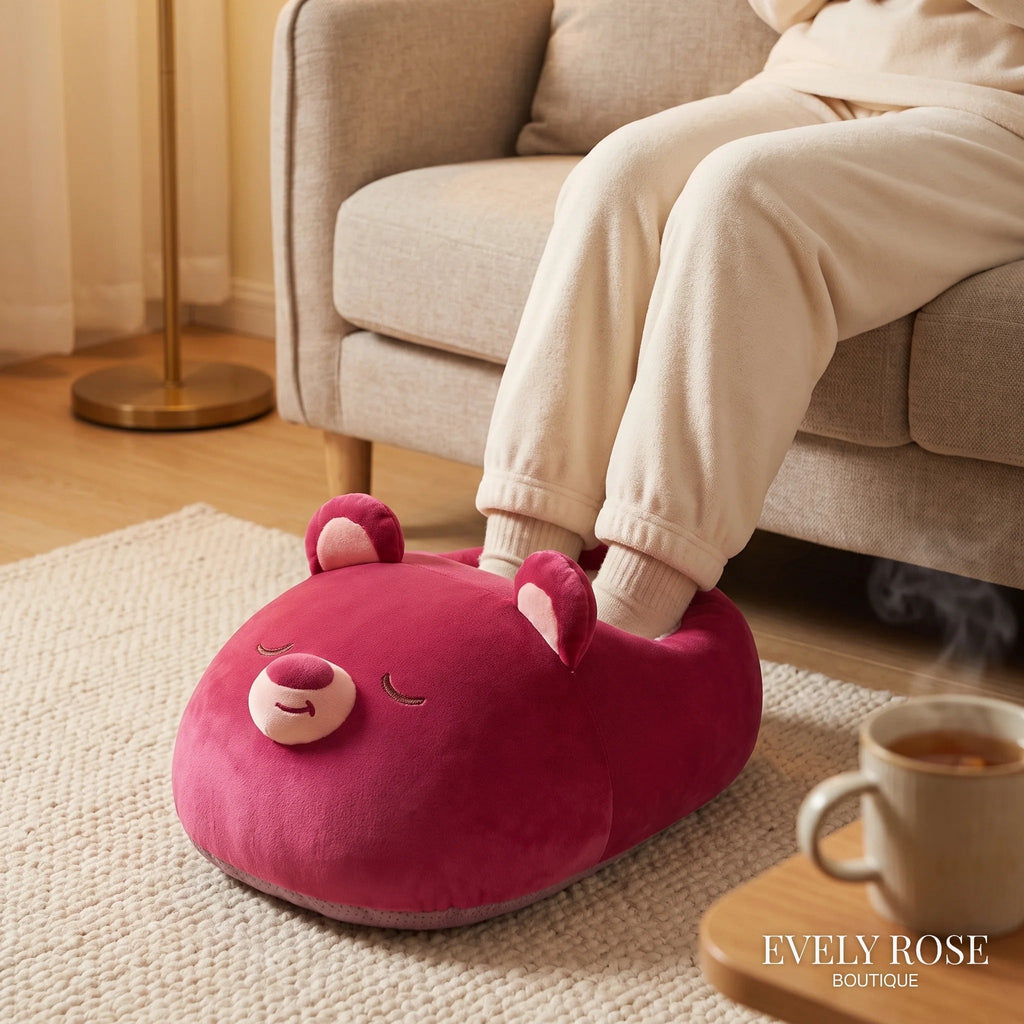 Berry bear electric foot warmer in use