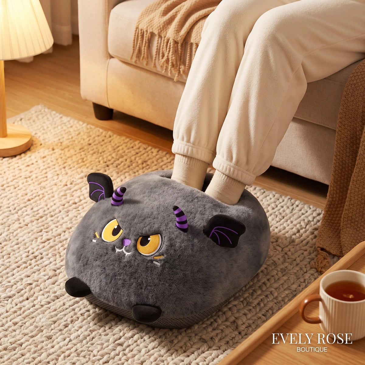Mischief cat electric foot warmer in use