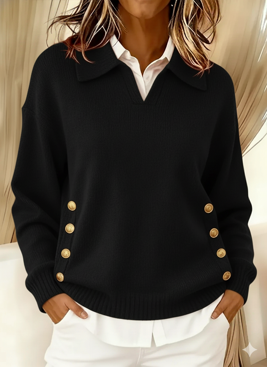 Jean | V-Neck Collared Sweater