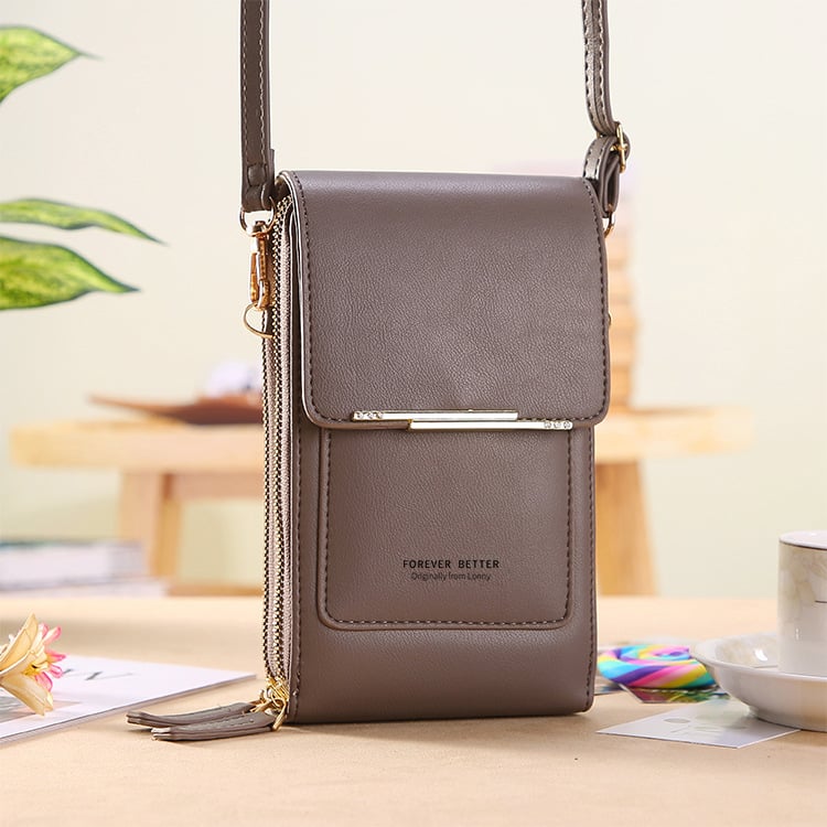 Simple and elegant women's touchscreen crossbody phone wallet