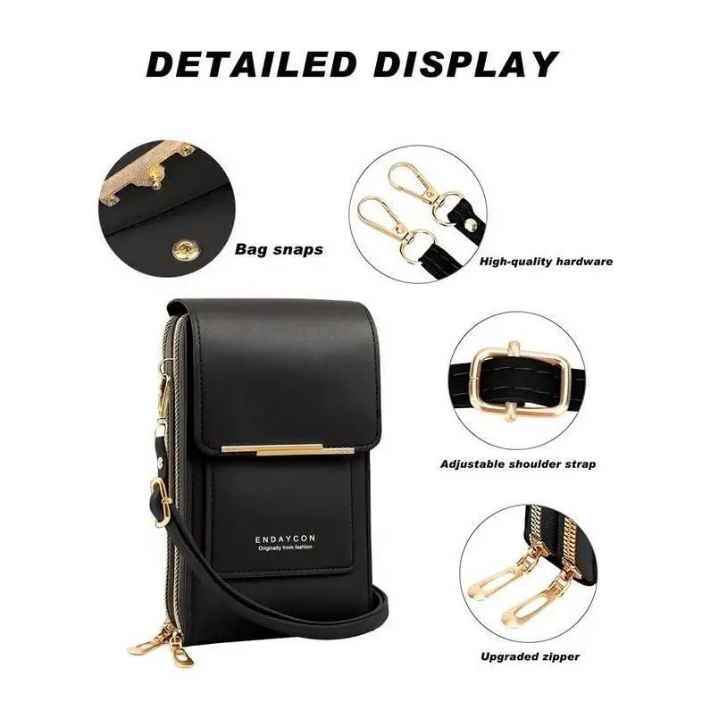 Simple and elegant women's touchscreen crossbody phone wallet