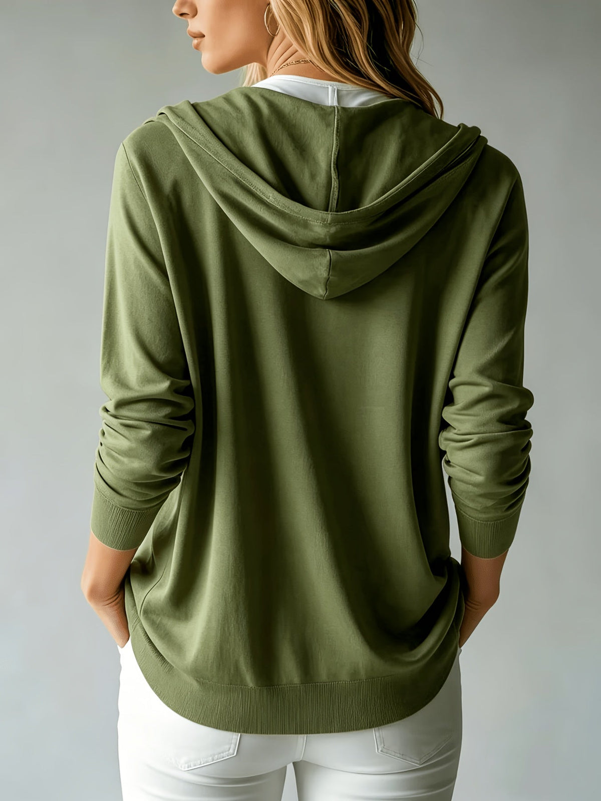 Marjorie | Olive Green Hooded Cardigan