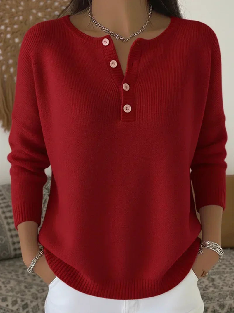 Caramella | Henley Button-Up Sweater