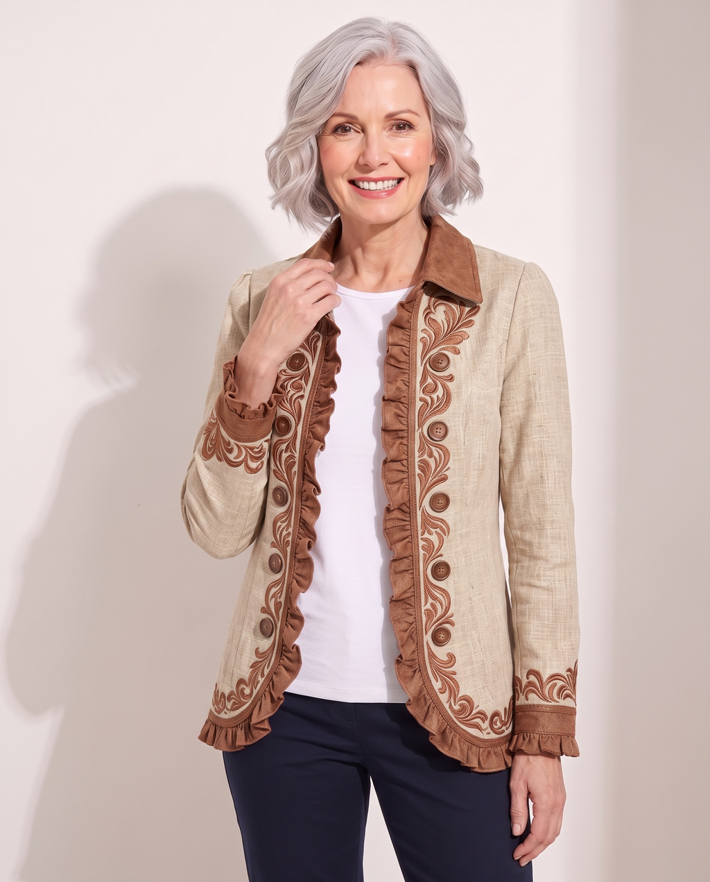 Ella Floral Jacket studio model photo
