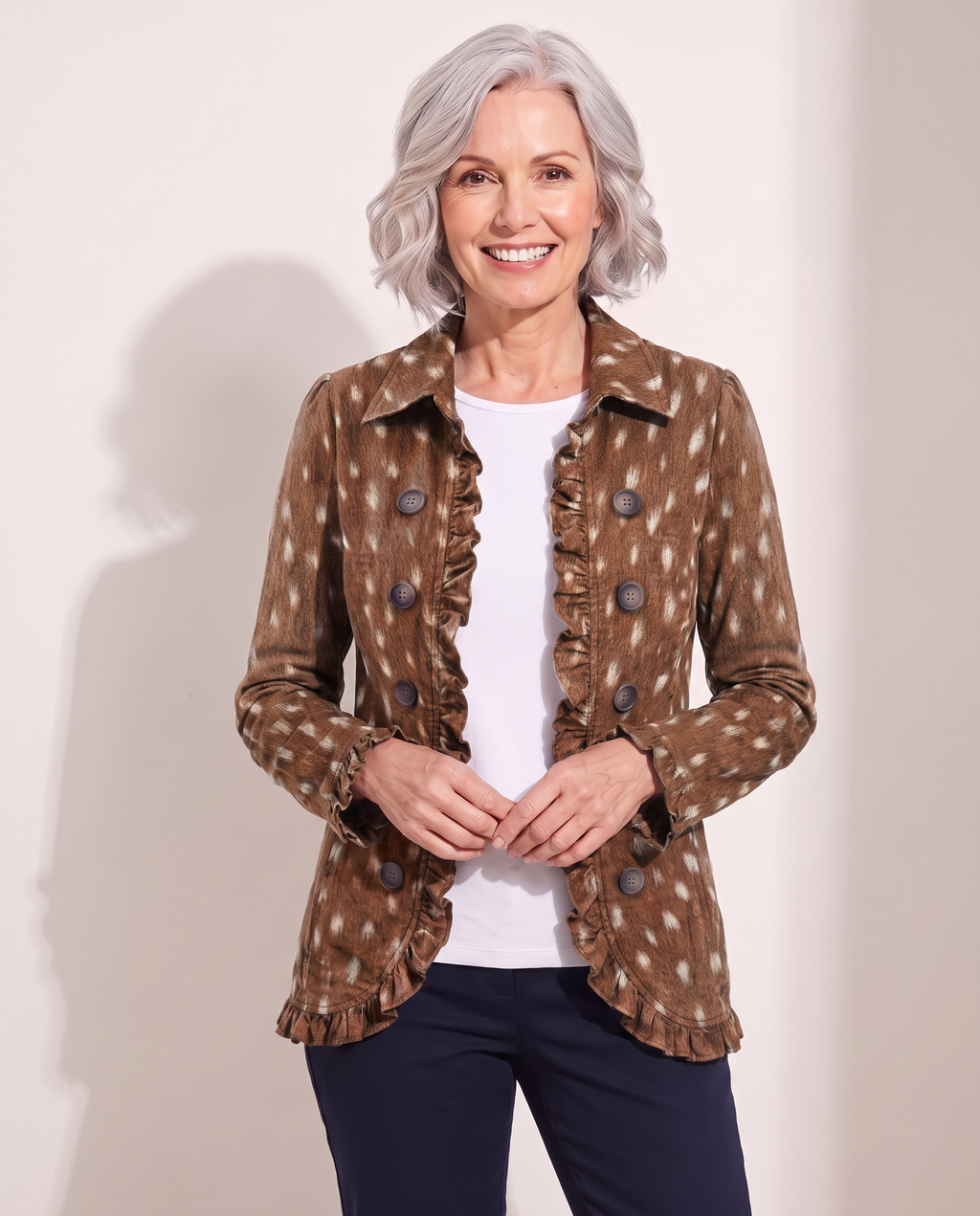 Bambi Leopard Print Jacket studio model photo