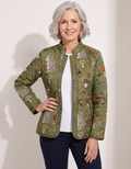 HAZEL hedgehog forest quilted jacket worn by model