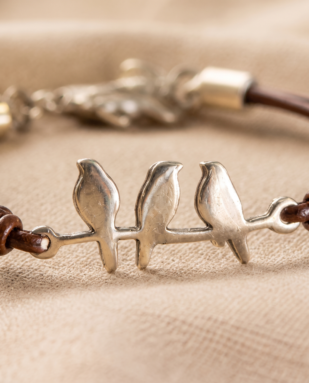 Bird Branch Leather Bracelet
