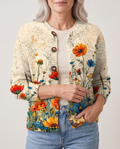 Cressida Wildflower Print Cardigan - women's statement cardigan worn in studio