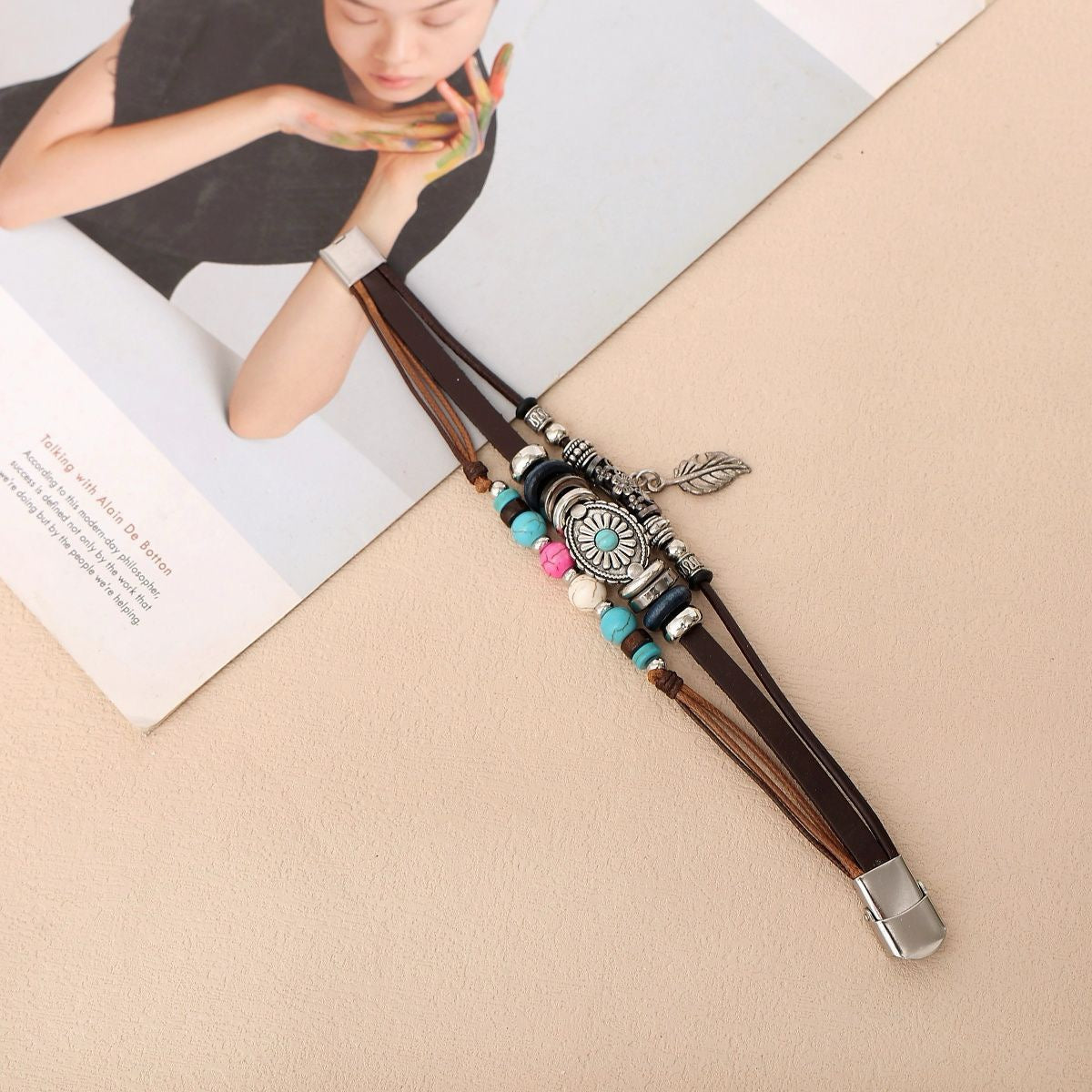 Constance | Turquoise Concho Leather Bracelet