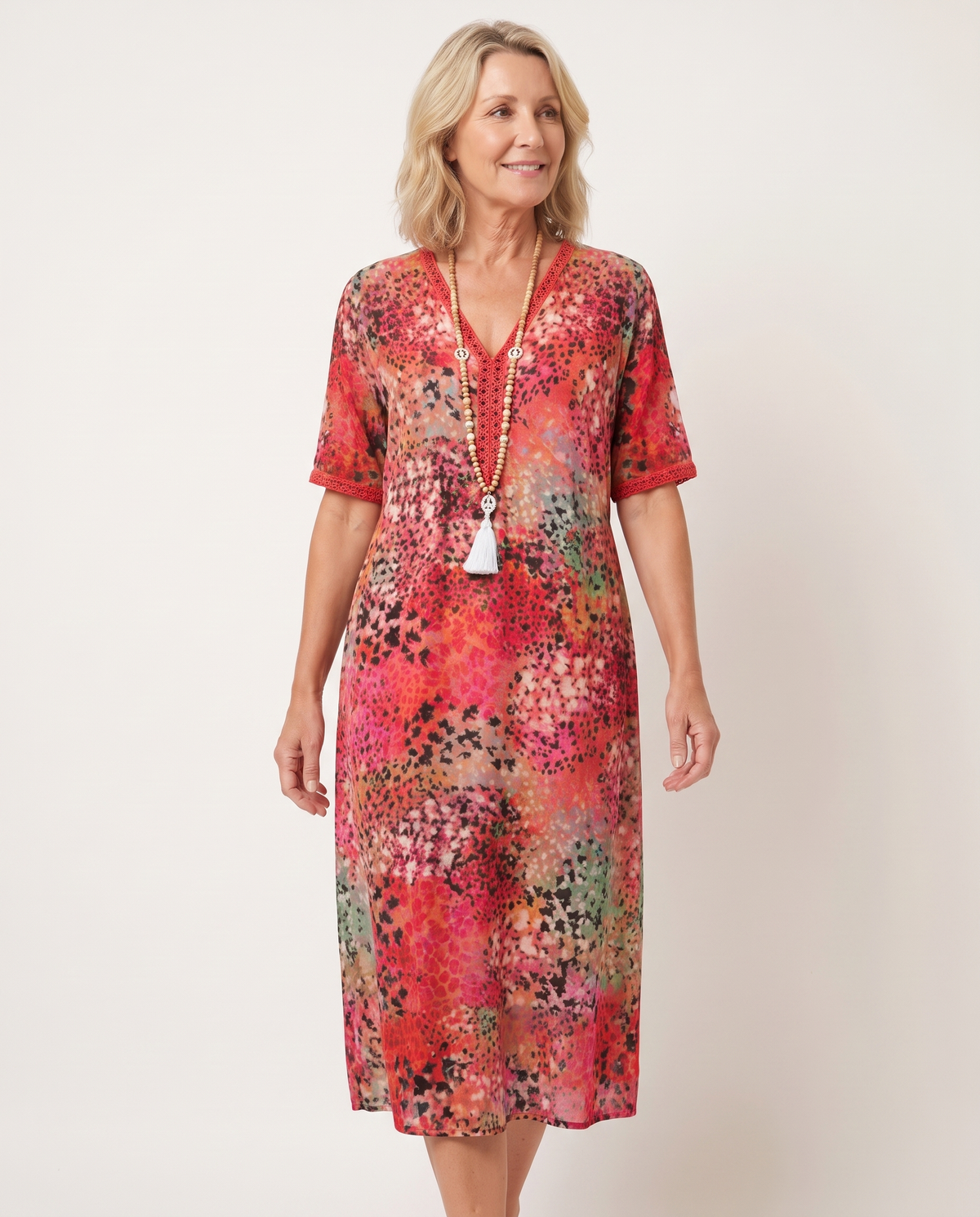 Linda | Vibrant Midi Dress with Elegant Tummy Coverage