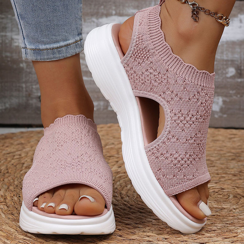 Sandy Breathable Knit Platform Sandals