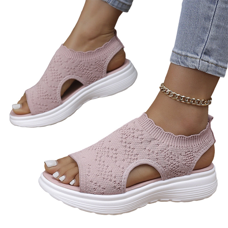 Sandy Breathable Knit Platform Sandals