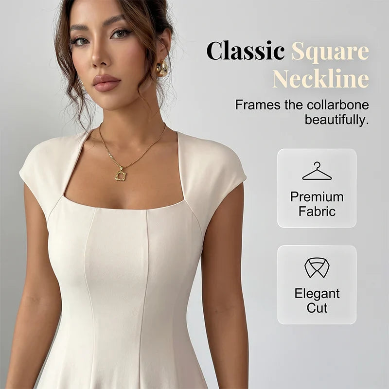 Women’s Square-Neck A-Line Midi Dress