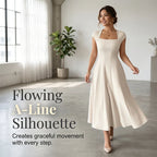 Women’s Square-Neck A-Line Midi Dress