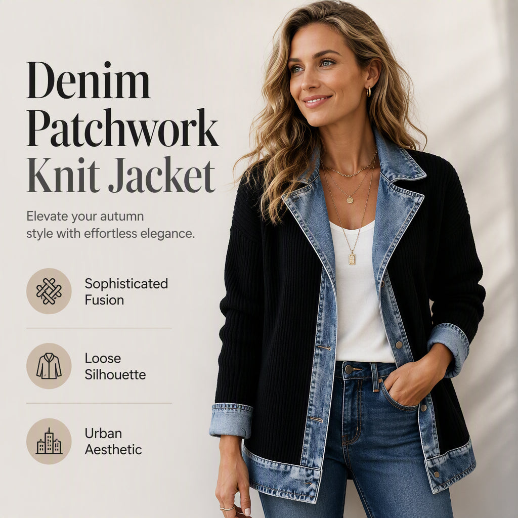 Grace | Denim Patchwork Knit Jacket
