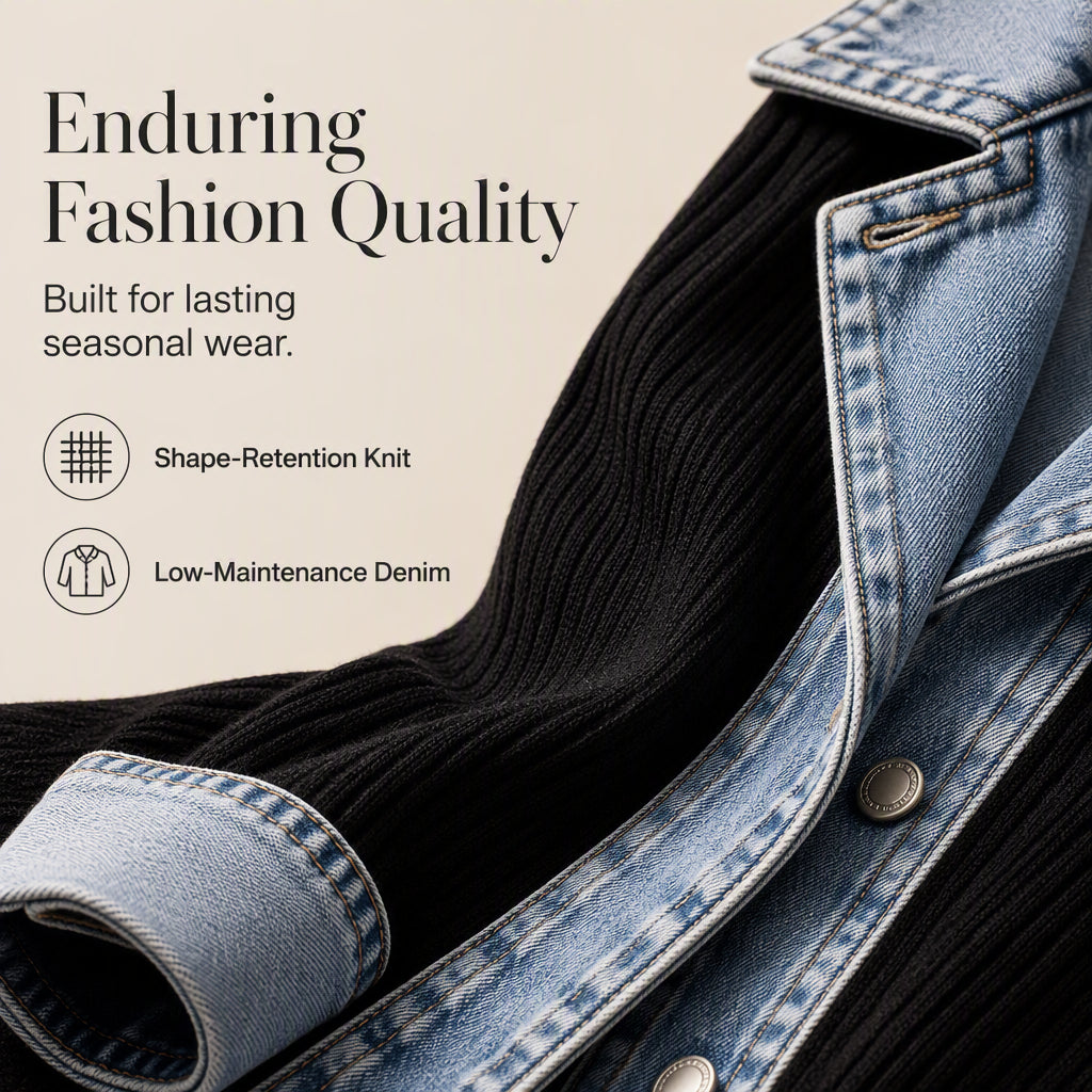 Grace | Denim Patchwork Knit Jacket